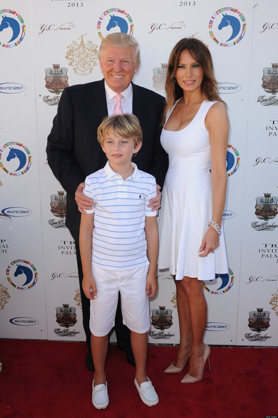 Дональд Трамп с женой и Бэрроном