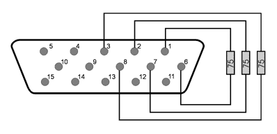 переходник DVI-VGA и резисторы
