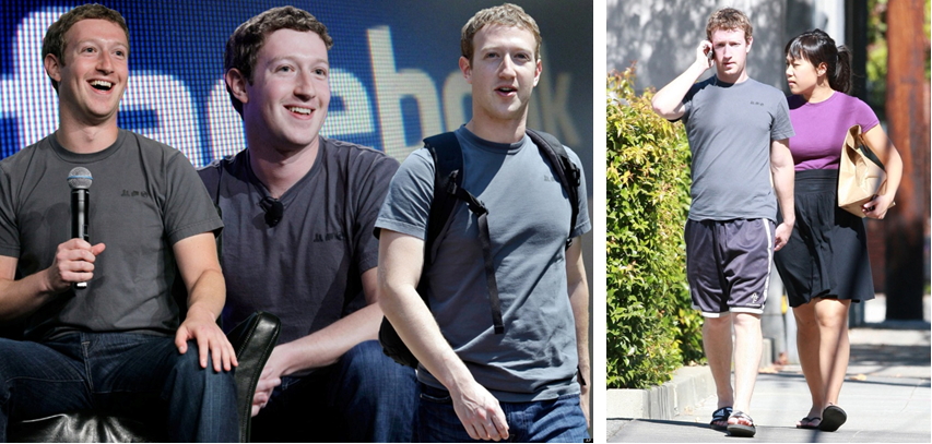 Марк Цукенберг в своей фирменной футболке Фейсбук.
