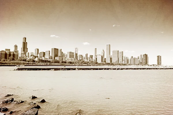 Центр города винтажном стиле Чикаго — стоковое фото