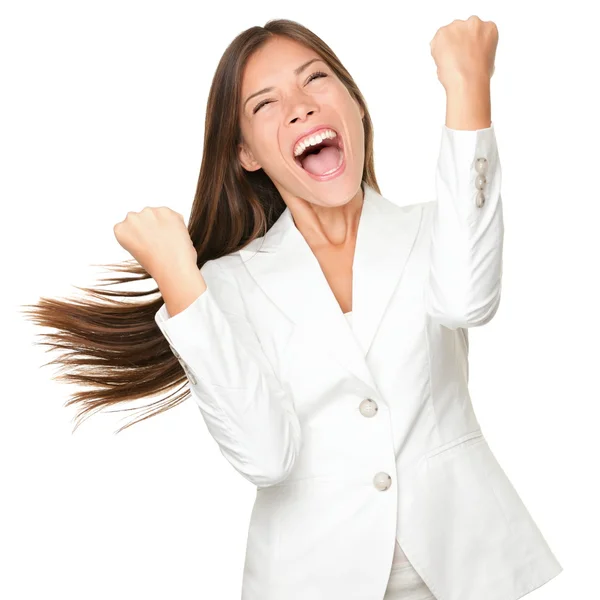 Счастливый победитель - успех бизнес-леди — стоковое фото