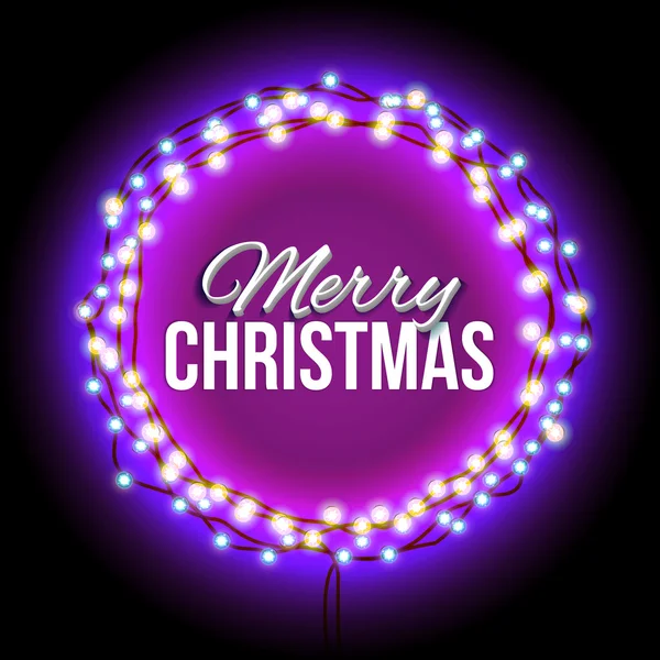 Поздравление с Рождеством с фиолетовыми огнями — стоковое фото